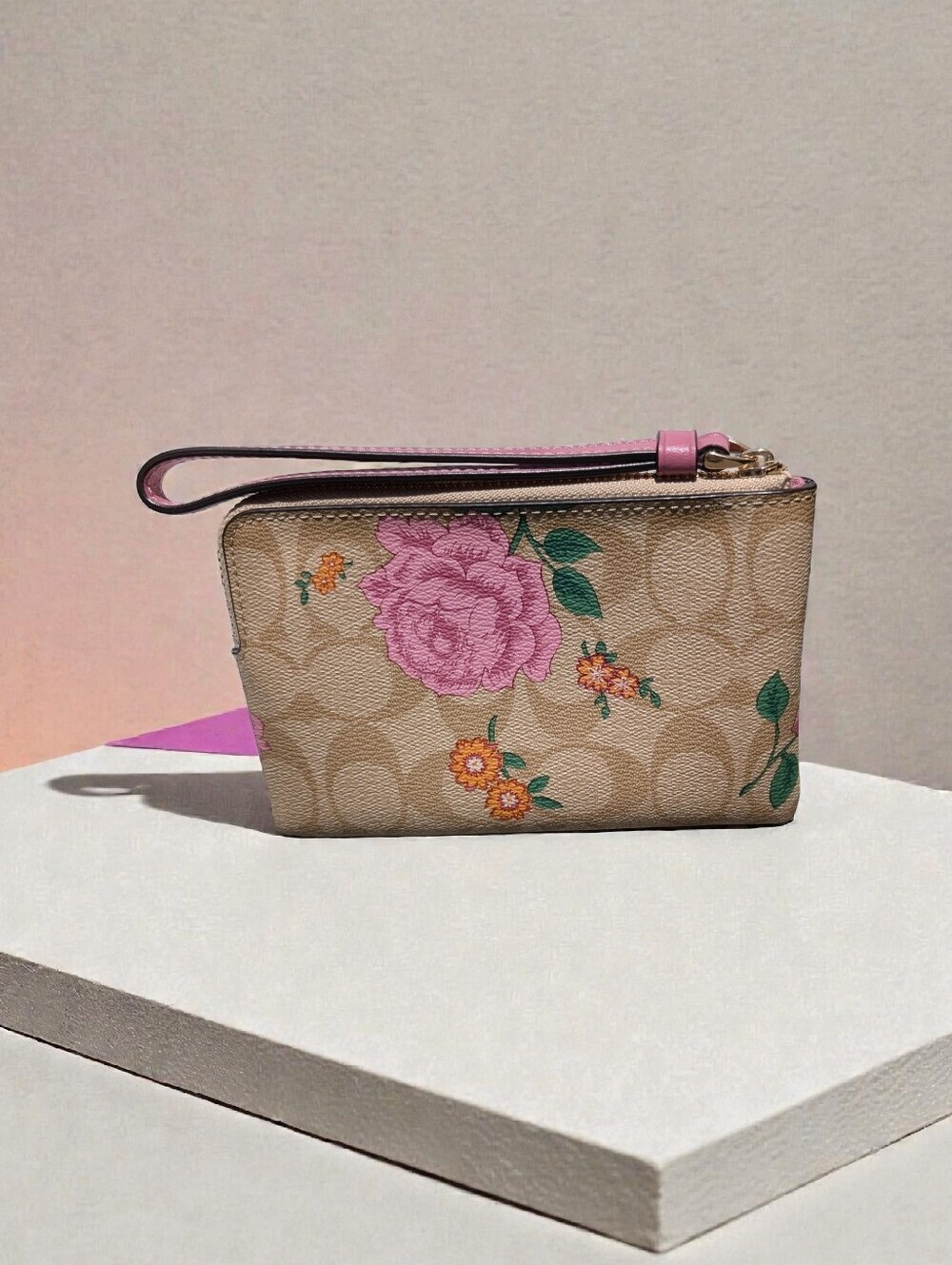 Coach Corner Zip Wristlet Khaki Multi (NWT) - Picture 5 of 7